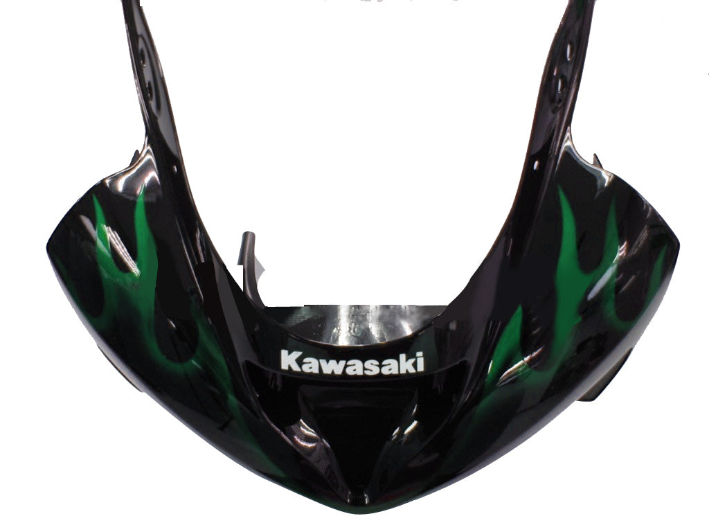 2003-2004 Fairings Kawasaki ZX6R 636 Black & Green Flame Ninja  Generic