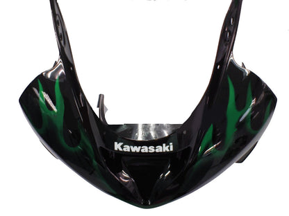 2003-2004 Fairings Kawasaki ZX6R 636 Black & Green Flame Ninja  Generic