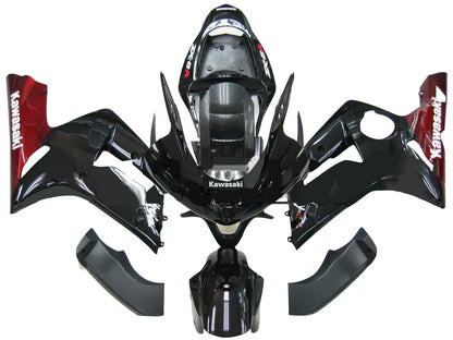 2003-2004 Fairings Kawasaki ZX6R 636 Black Red ZX6R  Generic