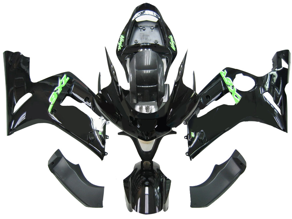 2003-2004 Fairings Kawasaki ZX6R 636 Black Green ZX6R  Generic