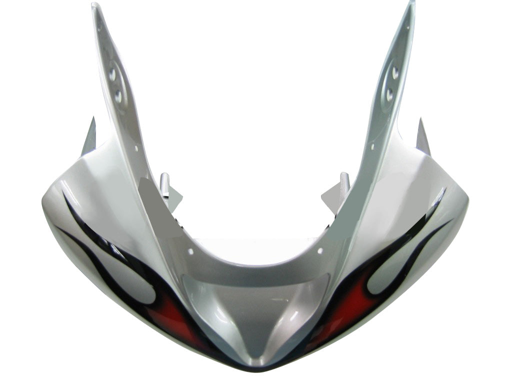 2003-2004 Fairings Kawasaki ZX6R 636 Silver & Red Flame Ninja  Generic