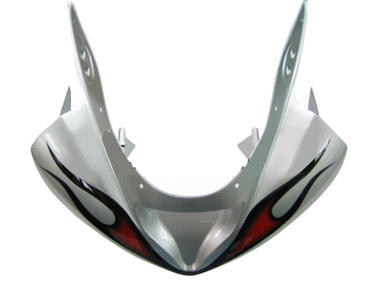 2003-2004 Fairings Kawasaki ZX6R 636 Silver & Red Flame Ninja  Generic