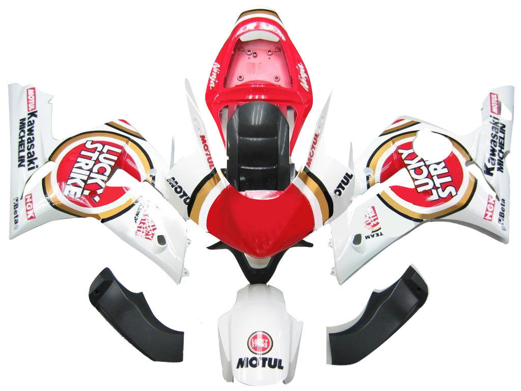 2003-2004 Fairings Kawasaki ZX6R 636 White Red Lucky Strike Ninja  Generic