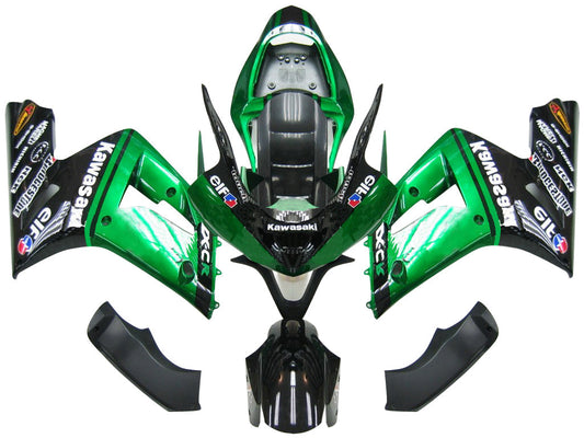 2003-2004 Fairings Kawasaki ZX6R 636 Green Black elf   Generic