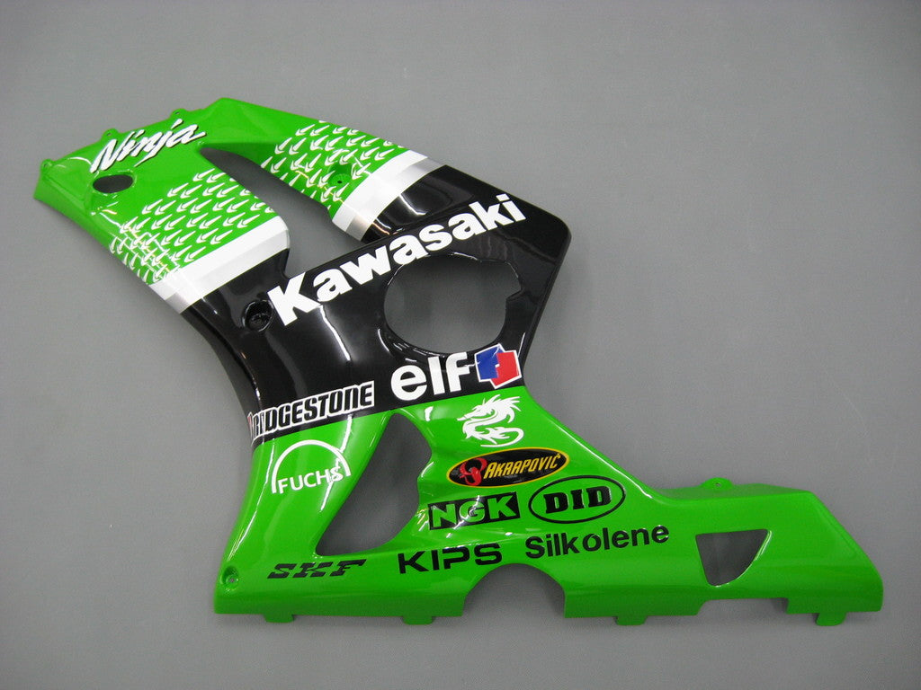 2003-2004 Fairings Kawasaki ZX6R 636 Green Black No.56 ELF  Generic