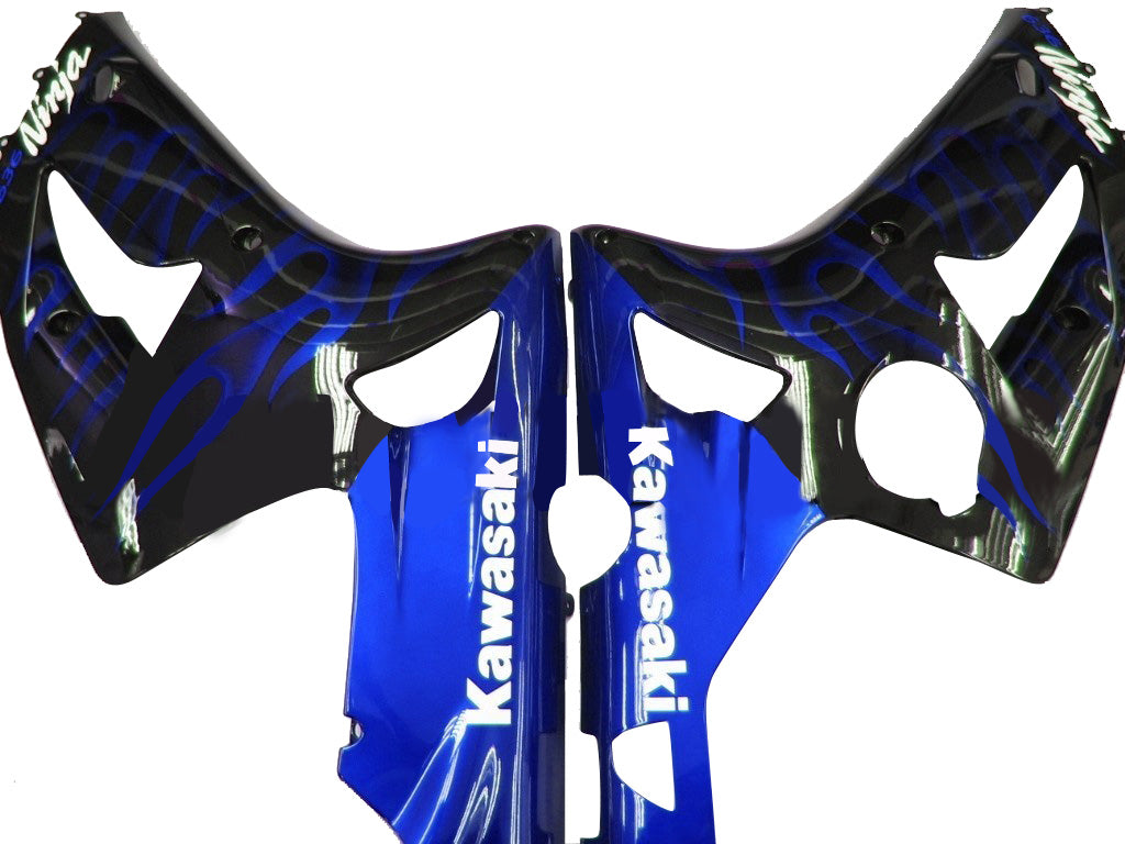 2003-2004 Fairings Kawasaki ZX6R 636 Black & Blue Flame Ninja  Generic