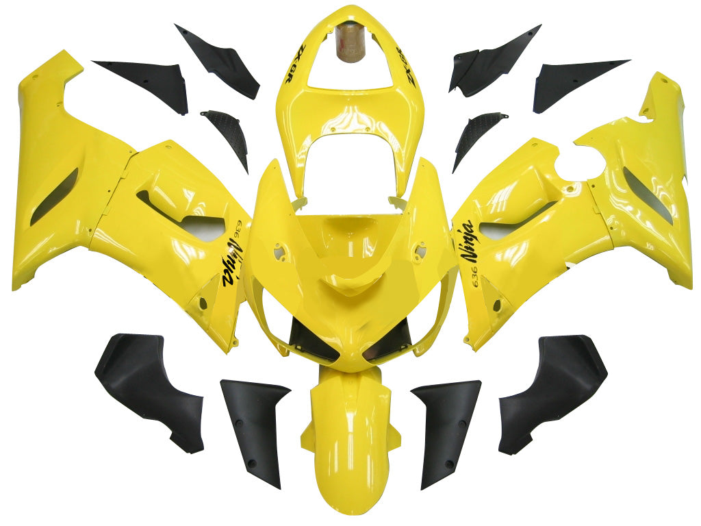 2005-2006 Fairings Kawasaki ZX6R 636 Yellow Black Ninja  Generic