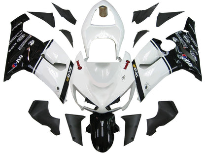 2005-2006 Fairings Kawasaki ZX6R 636 White Black elf ZX6R  Generic