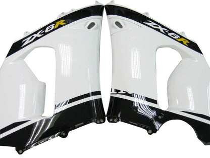 2005-2006 Fairings Kawasaki ZX6R 636 White Black elf ZX6R  Generic