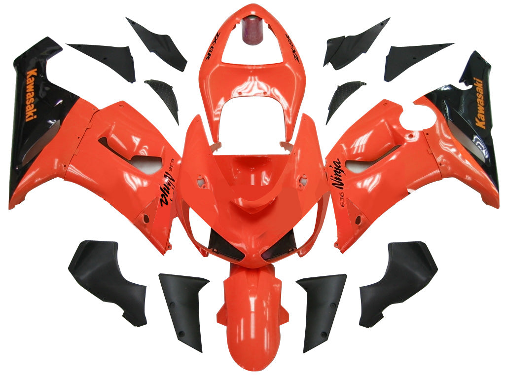 2005-2006 Fairings Kawasaki ZX6R 636 Orange Black elf Ninja  Generic