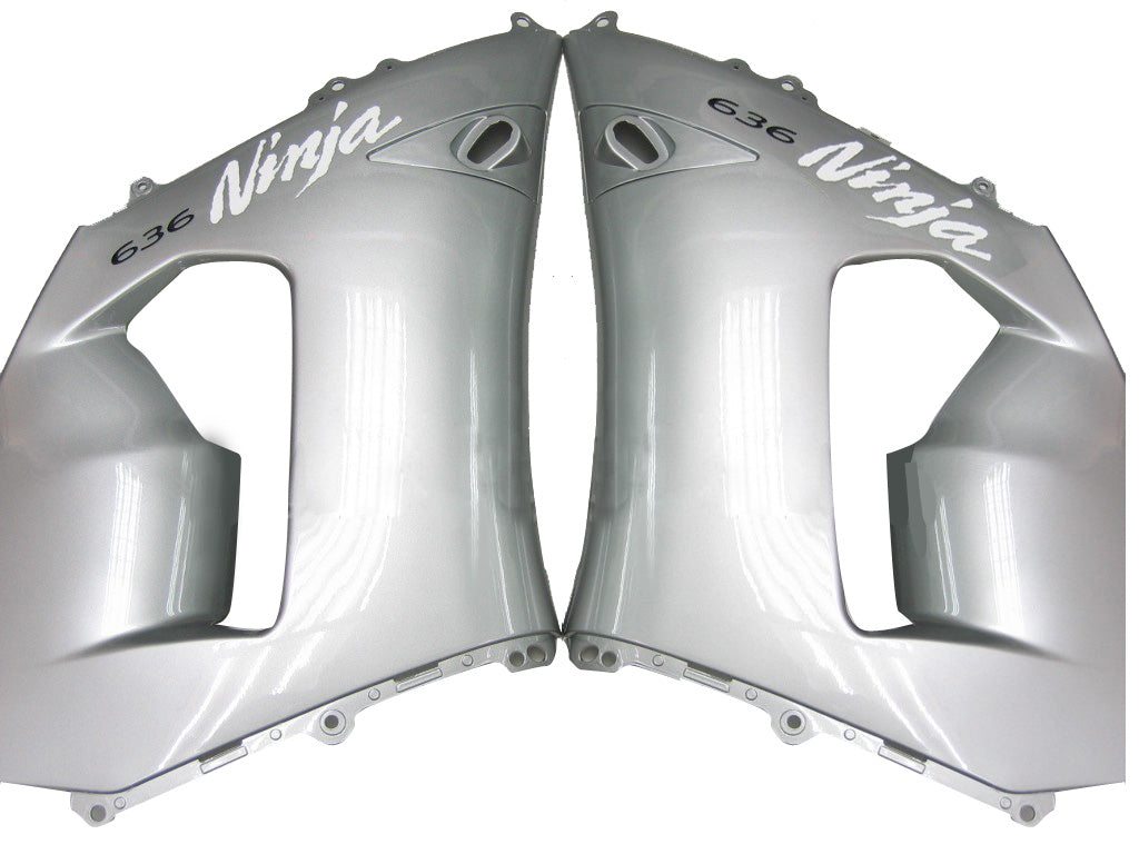 2005-2006 Fairings Kawasaki ZX6R 636 Silver Black Ninja  Generic