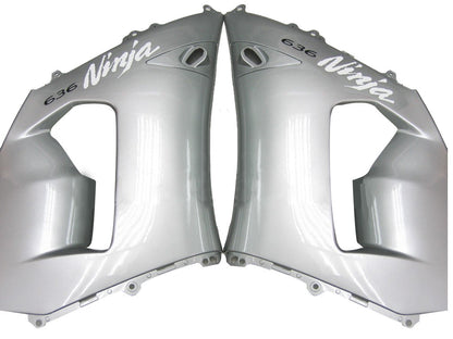 2005-2006 Fairings Kawasaki ZX6R 636 Silver Black Ninja  Generic