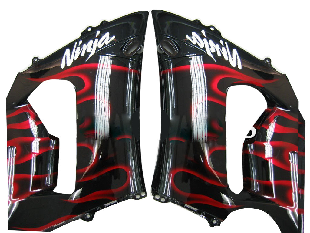 2005-2006 Fairings Kawasaki ZX6R 636 Black & Red Flame Ninja  Generic