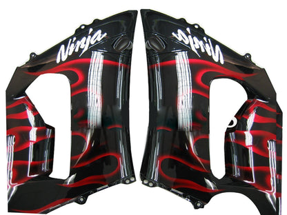 2005-2006 Fairings Kawasaki ZX6R 636 Black & Red Flame Ninja  Generic