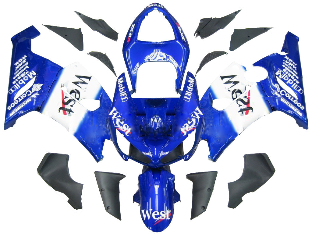2005-2006 Fairings Kawasaki ZX6R 636 Blue White West   Generic