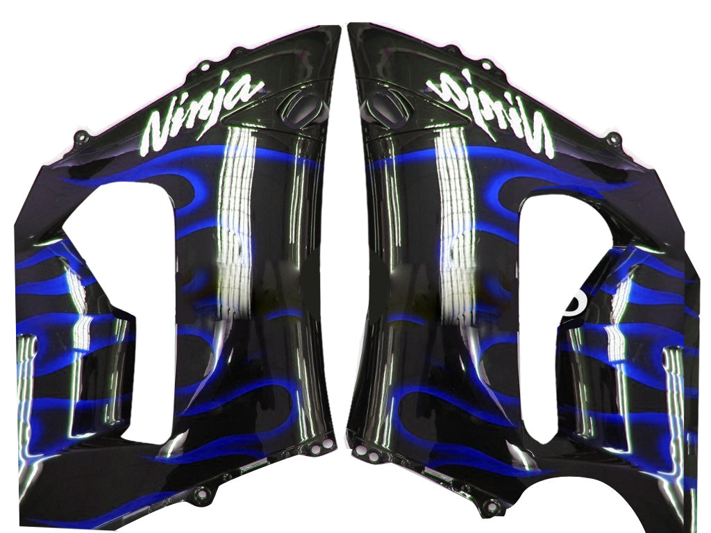 2005-2006 Fairings Kawasaki ZX6R 636 Black & Blue Flame Ninja  Generic