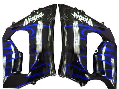2005-2006 Fairings Kawasaki ZX6R 636 Black & Blue Flame Ninja  Generic