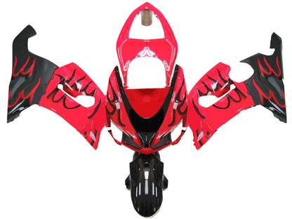 2005-2006 Fairings Kawasaki ZX6R 636 Red & Black Flame Ninja  Generic