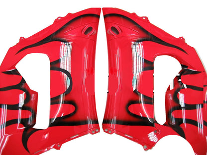 2005-2006 Fairings Kawasaki ZX6R 636 Red & Black Flame Ninja  Generic