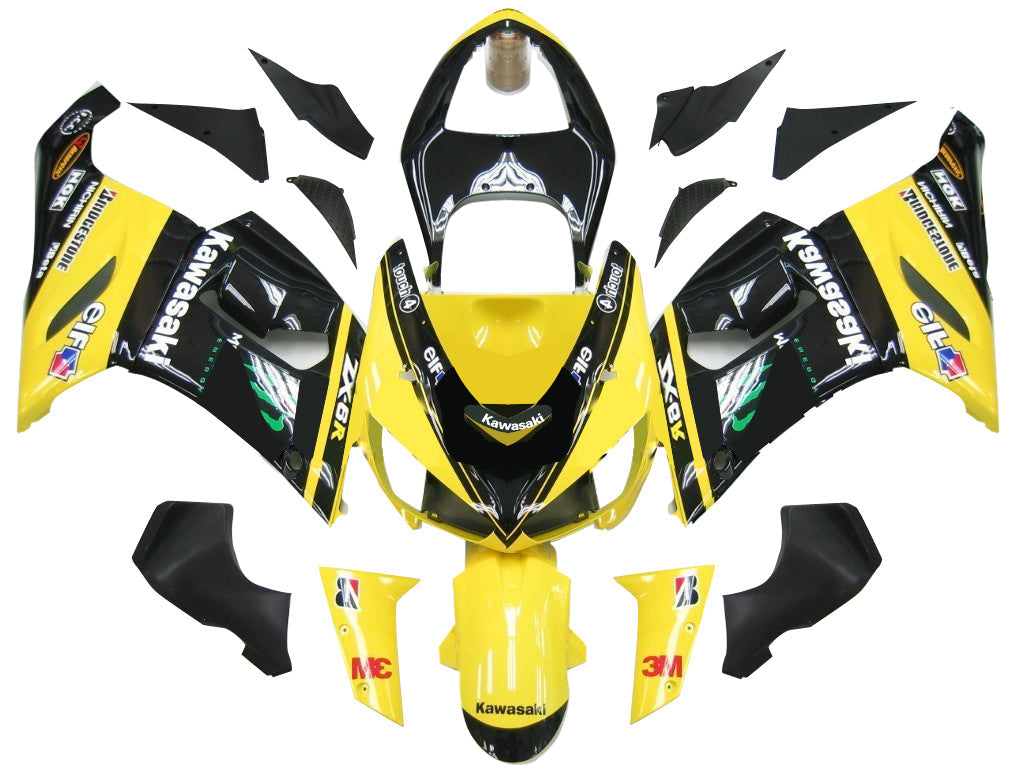 2005-2006 Fairings Kawasaki ZX6R 636 Black Yellow ZX6R  Generic