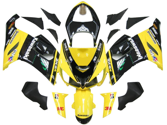 2005-2006 Fairings Kawasaki ZX6R 636 Black Yellow ZX6R  Generic