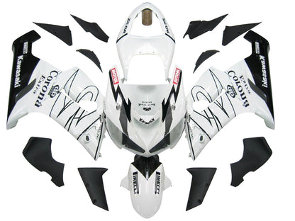 2005-2006 Fairings Kawasaki ZX6R 636 White Black Corona  Generic