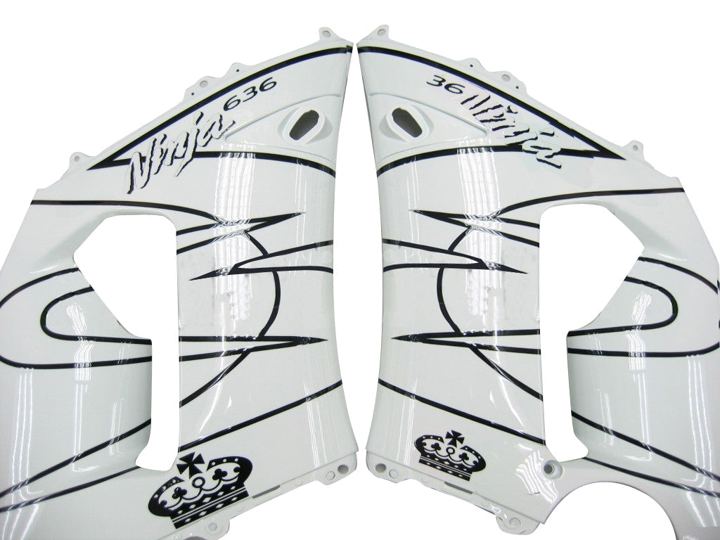 2005-2006 Fairings Kawasaki ZX6R 636 White Black Corona  Generic