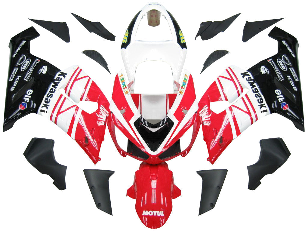 2005-2006 Fairings Kawasaki ZX6R 636 Red White Black Ninja  Generic