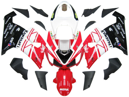 2005-2006 Fairings Kawasaki ZX6R 636 Red White Black Ninja  Generic