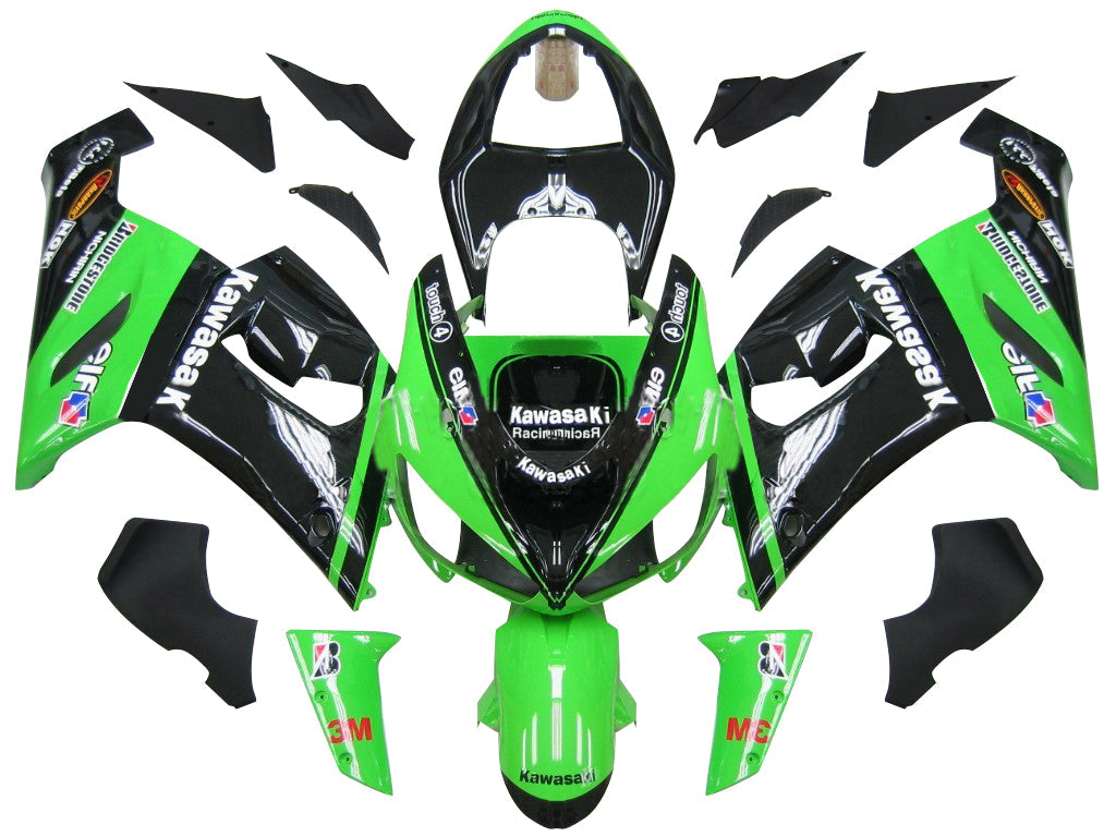 2005-2006 Fairings Kawasaki ZX6R 636 Green Black Kawasaki  Generic