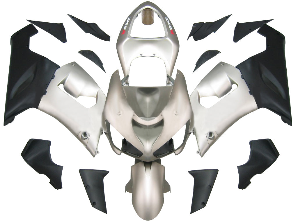 2005-2006 Fairings Kawasaki ZX6R 636 Matte Silver & Black Ninja  Generic