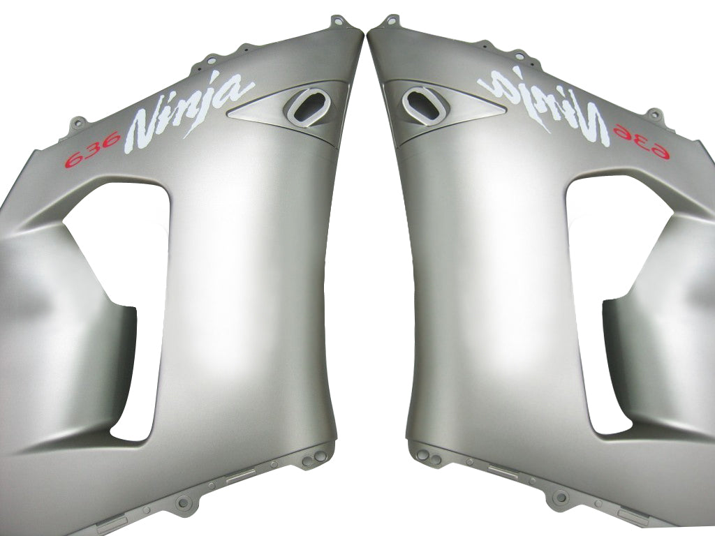 2005-2006 Fairings Kawasaki ZX6R 636 Matte Silver & Black Ninja  Generic