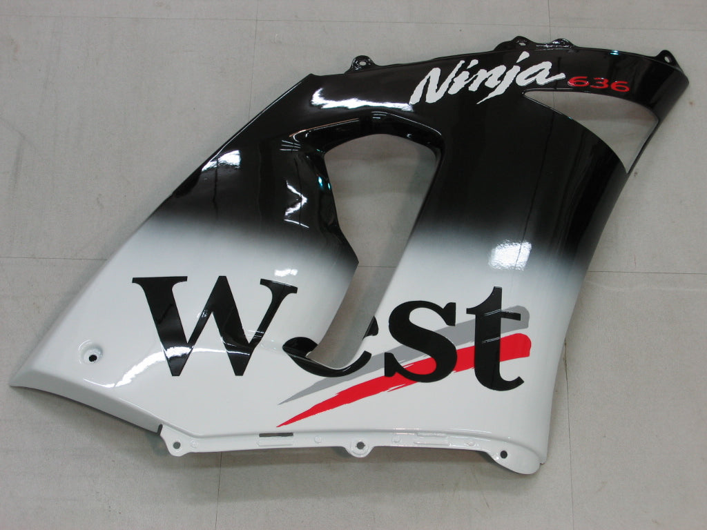 2005-2006 Fairings Kawasaki ZX6R 636 Black White West ZX6R   Generic