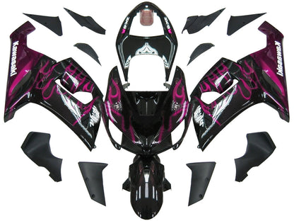 2005-2006 Fairings Kawasaki ZX6R 636 Black & Purple Flame Ninja  Generic