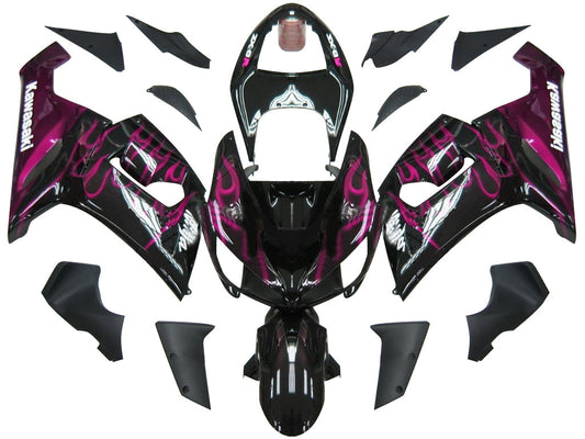 2005-2006 Fairings Kawasaki ZX6R 636 Black & Purple Flame Ninja  Generic