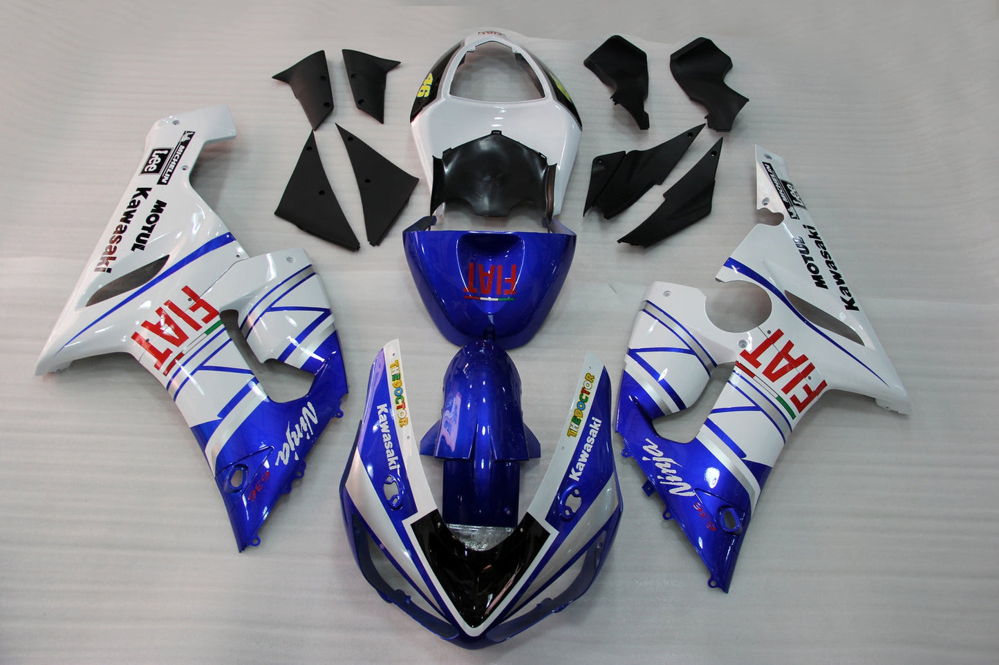 2005-2006 Fairings Kawasaki ZX6R ZX636 Blue White FIAT  Generic