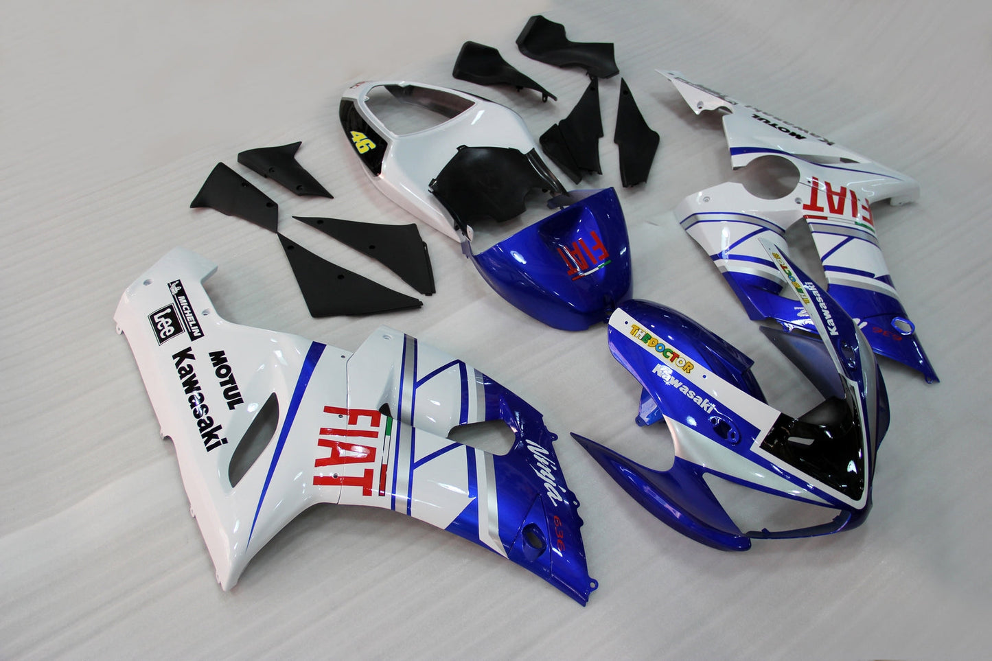2005-2006 Fairings Kawasaki ZX6R ZX636 Blue White FIAT  Generic