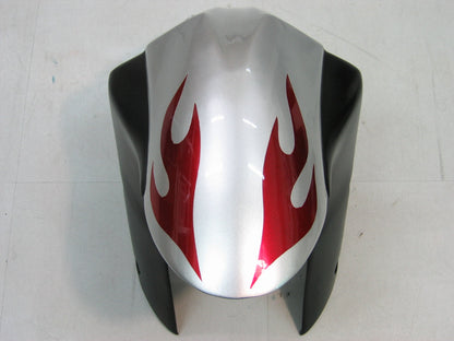 2005-2006 Fairings Kawasaki ZX6R 636 Silver & Red Flame Ninja   Generic