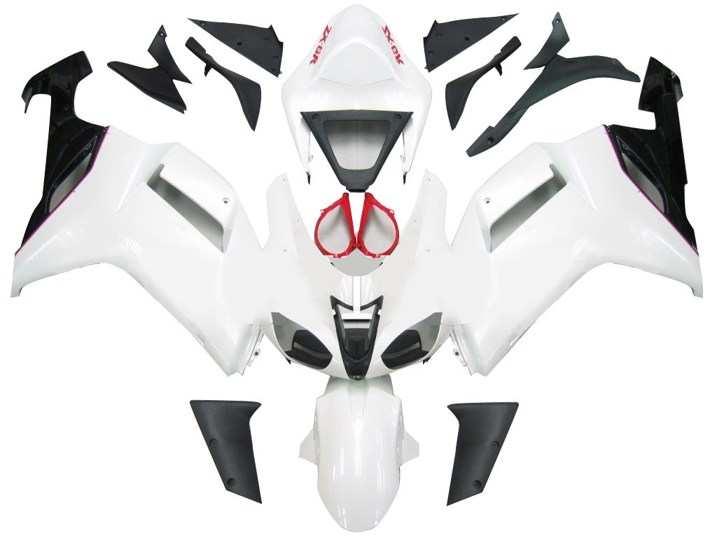 2007-2008 Fairings Kawasaki ZX6R ZX636 White Red Black  ZX6R  Generic