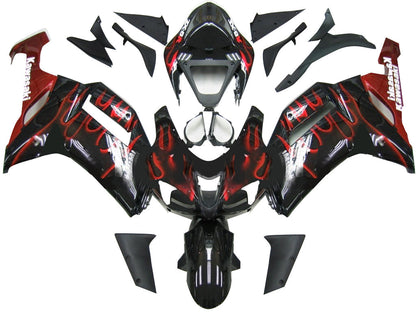 2007-2008 Fairings Kawasaki ZX6R ZX636 Black & Red Flame Ninja ZX6R   Generic