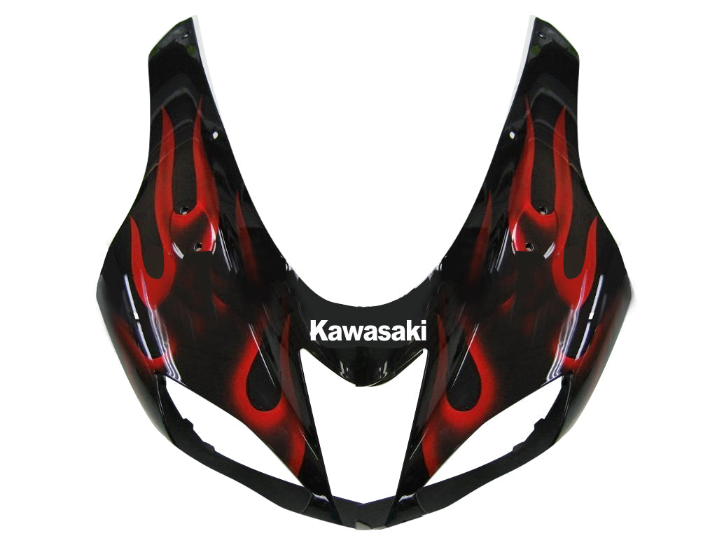 2007-2008 Fairings Kawasaki ZX6R ZX636 Black & Red Flame Ninja ZX6R   Generic