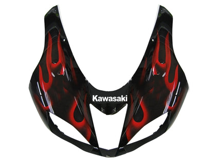 2007-2008 Fairings Kawasaki ZX6R ZX636 Black & Red Flame Ninja ZX6R   Generic