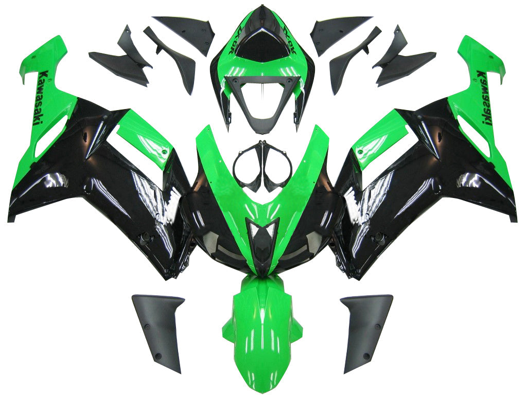 2007-2008 Fairings Kawasaki ZX6R ZX636 Green Black Ninja ZX6R   Generic