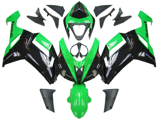 2007-2008 Fairings Kawasaki ZX6R ZX636 Green Black Ninja ZX6R   Generic