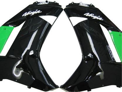 2007-2008 Fairings Kawasaki ZX6R ZX636 Green Black Ninja ZX6R   Generic