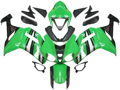 2007-2008 Fairings Kawasaki ZX6R ZX636 Green Black Silver  Ninja ZX6R  Generic