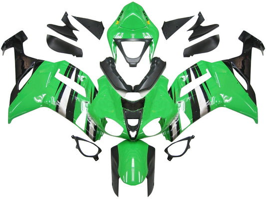 2007-2008 Fairings Kawasaki ZX6R ZX636 Green Black Silver  Ninja ZX6R  Generic
