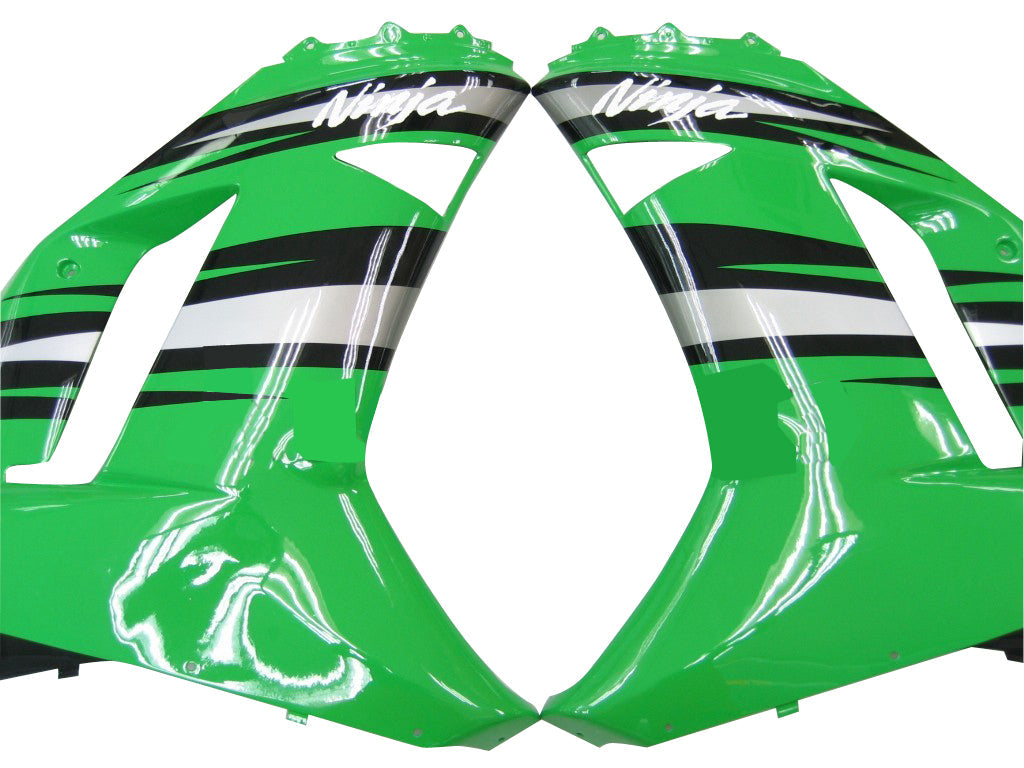 2007-2008 Fairings Kawasaki ZX6R ZX636 Green Black Silver  Ninja ZX6R  Generic