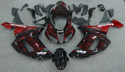 2007-2008 Fairings Kawasaki ZX6R ZX636 Black & Red Flame Ninja  Generic