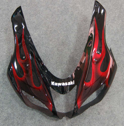 2007-2008 Fairings Kawasaki ZX6R ZX636 Black & Red Flame Ninja  Generic